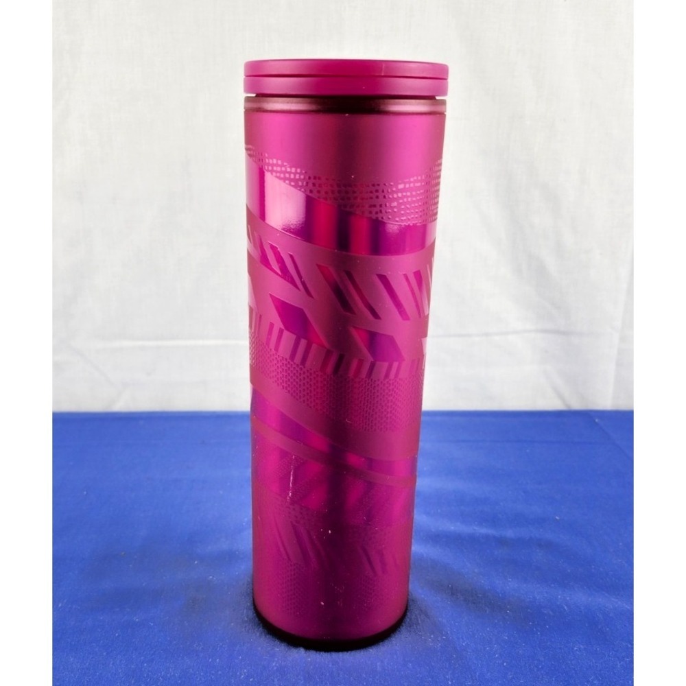 Starbucks 2021 Holiday Tumbler Grande 16oz Cold Pink Ribbon‎ GUC